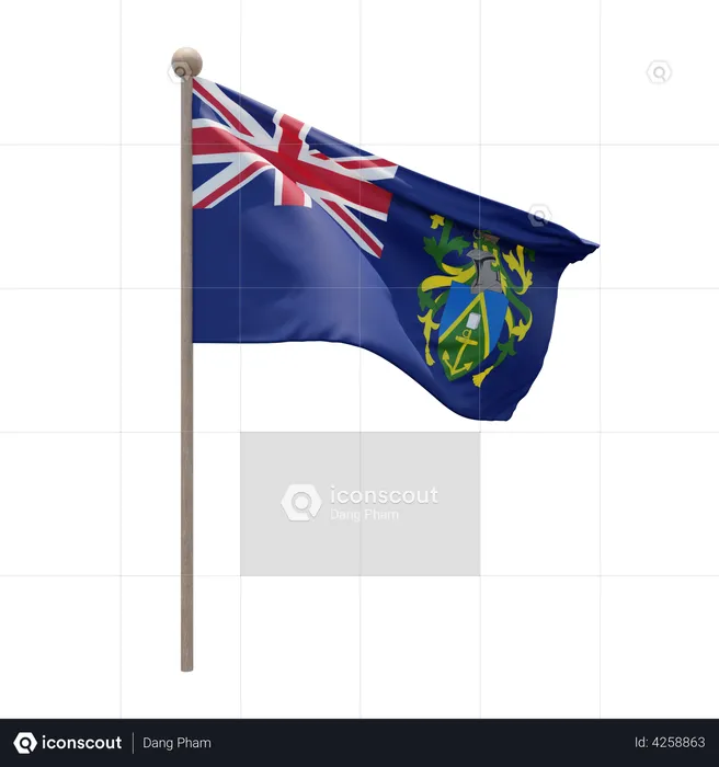 Pitcairn Islands Flagpole Flag 3D Flag