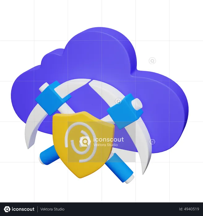 Pivate and Secure Cloud  3D Icon