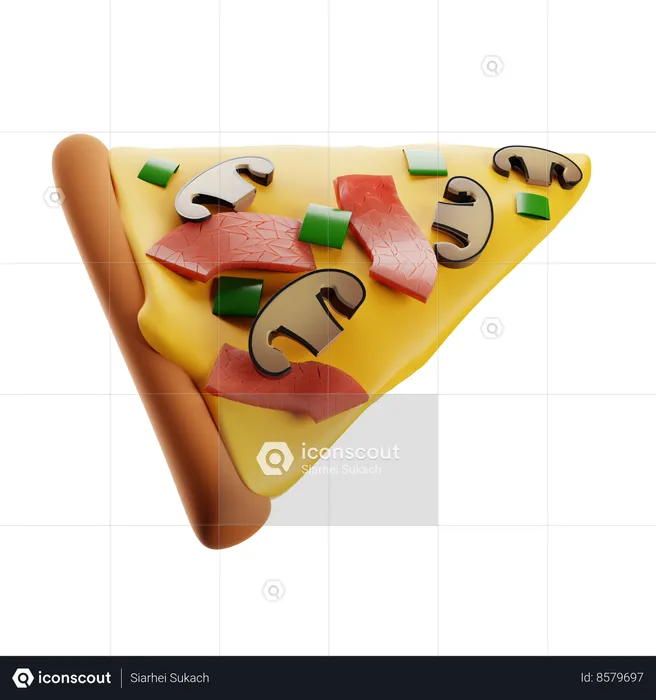 Pizza au jambon  3D Icon