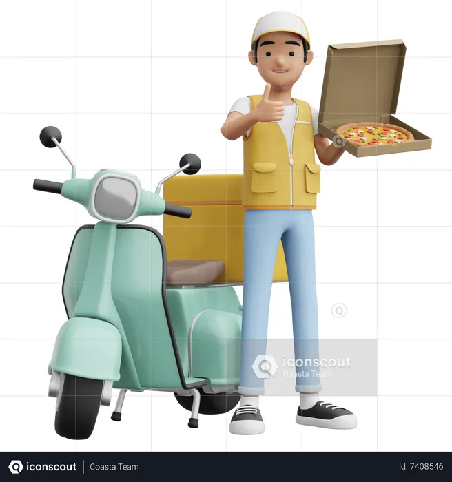 Pizza Delivery boy  3D Illustration