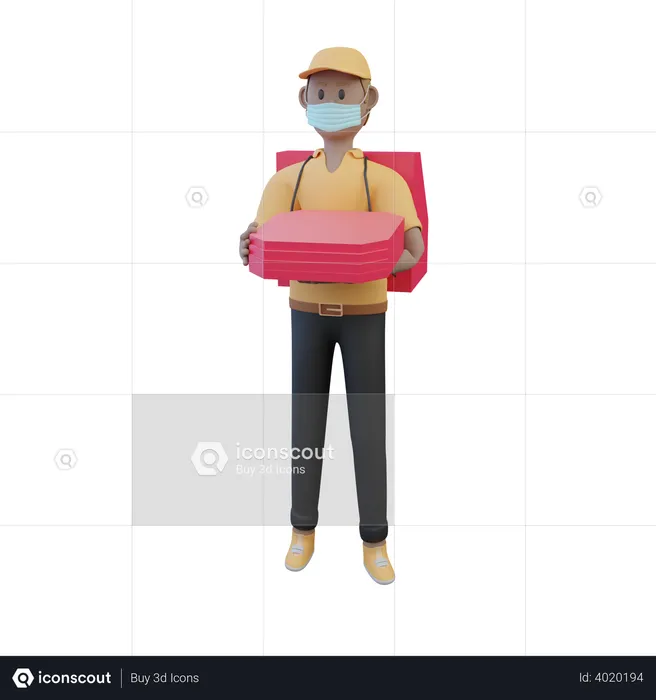 Pizza Delivery in covid duration  3D Illustration