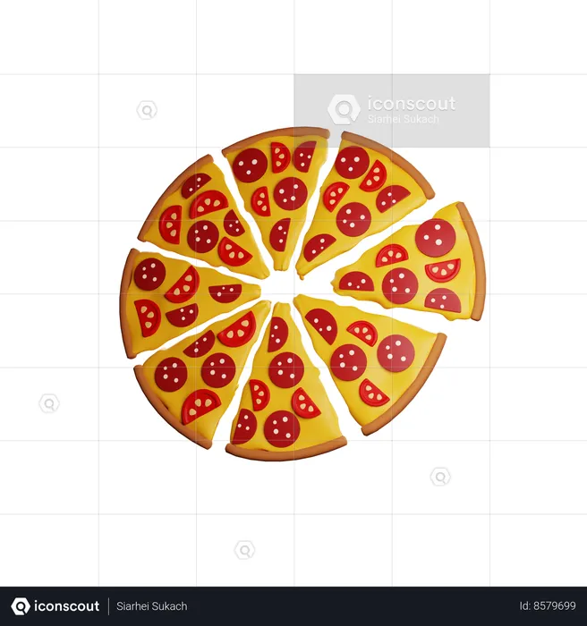 Pizza fatiada  3D Icon