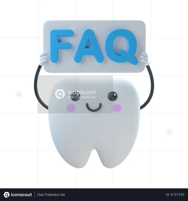 Dente segurando quadro de perguntas frequentes  3D Icon