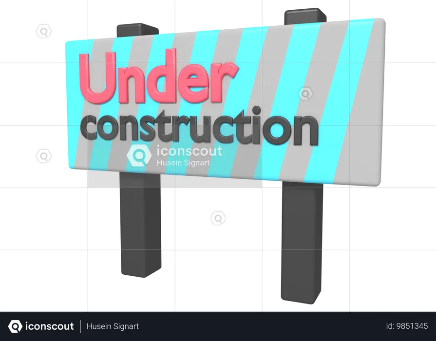 Sob placa de construção  3D Icon