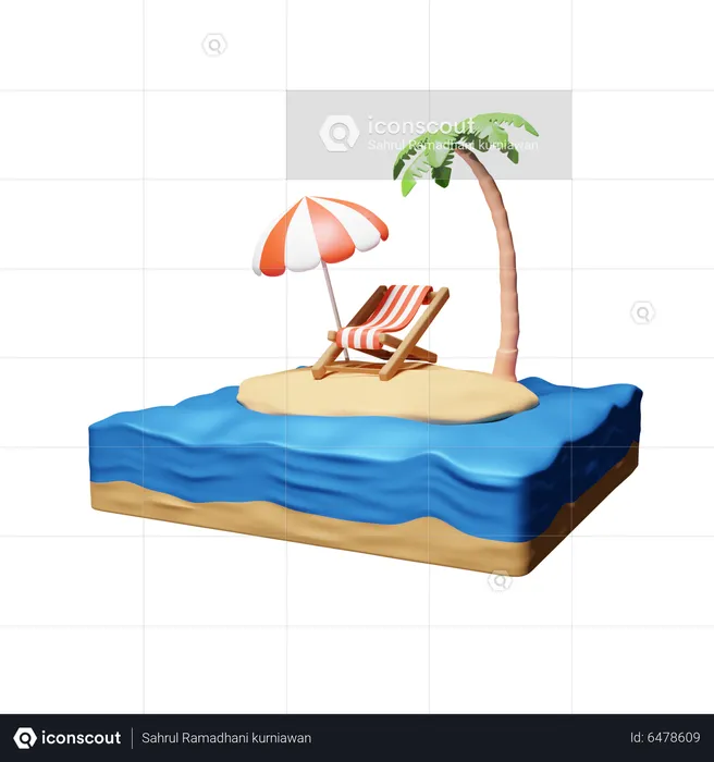 Plage  3D Icon