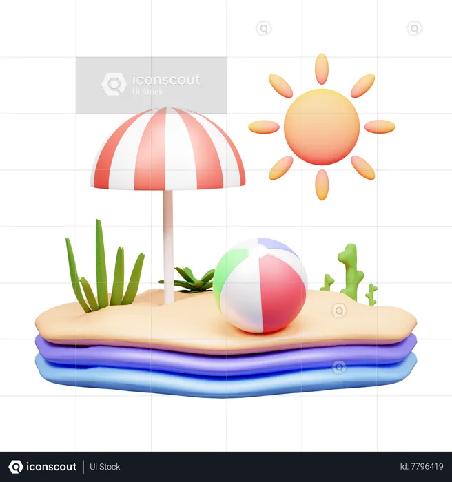 Plage  3D Icon