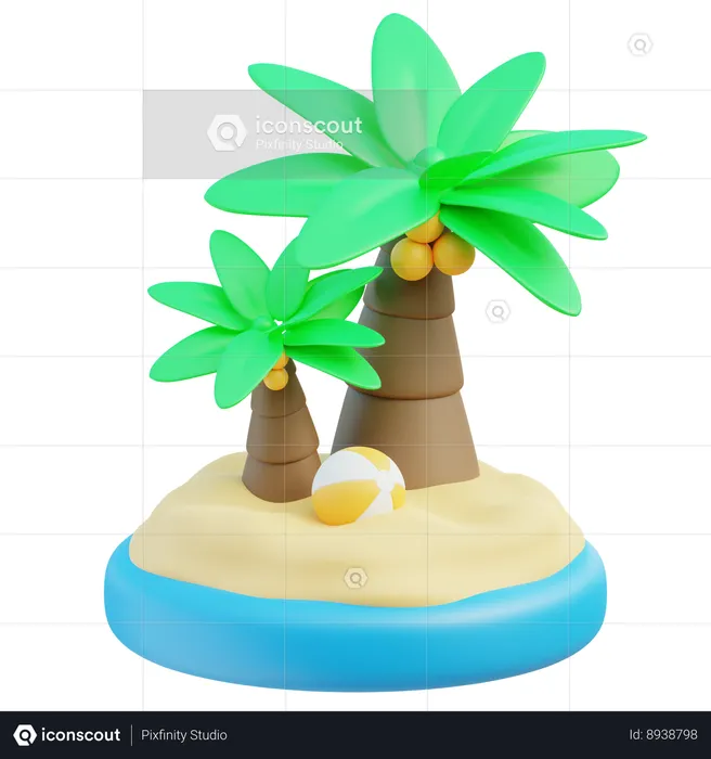 Île de plage  3D Icon