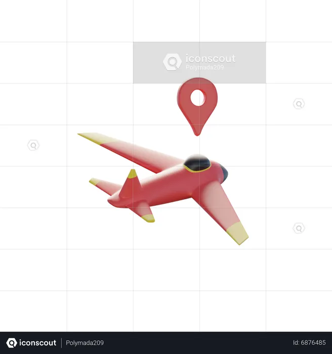 Plane With Map Pointer  3D Icon