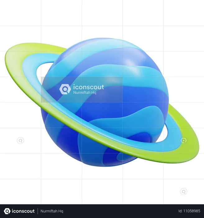 環を持つ惑星  3D Icon