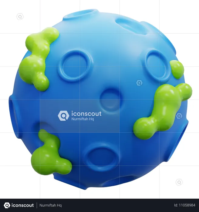 Planeta con acentos verdes  3D Icon