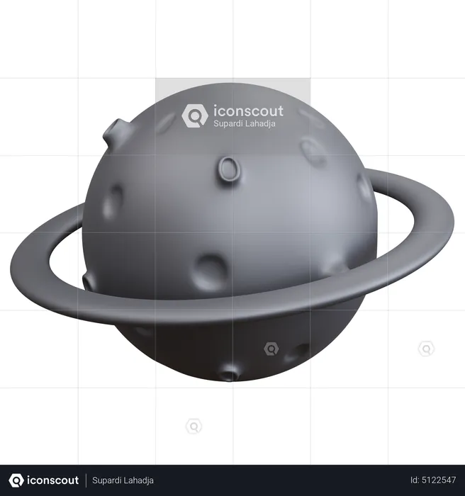 Planeta prateado com anel  3D Icon