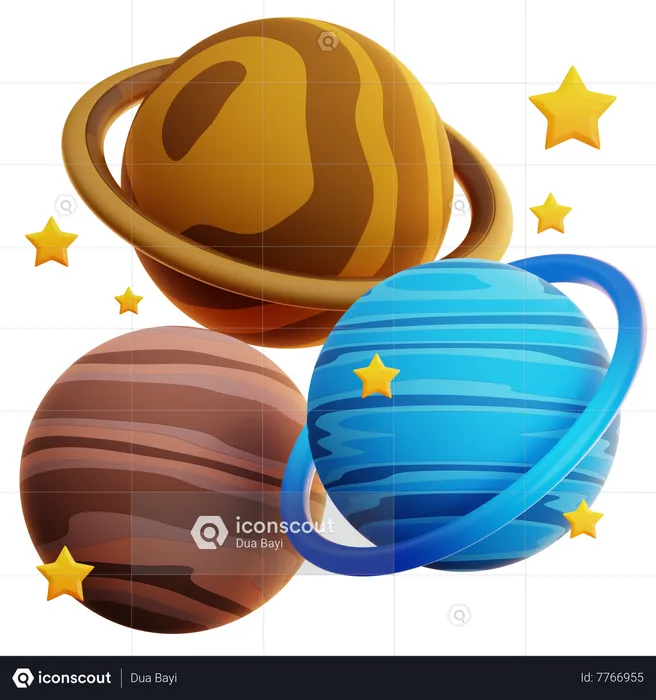 PLANETAS Y ESTRELLAS  3D Icon