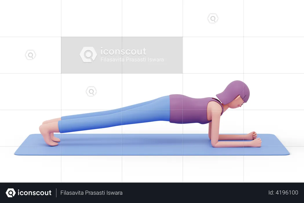 Plank Yoga Pose  3D Illustration