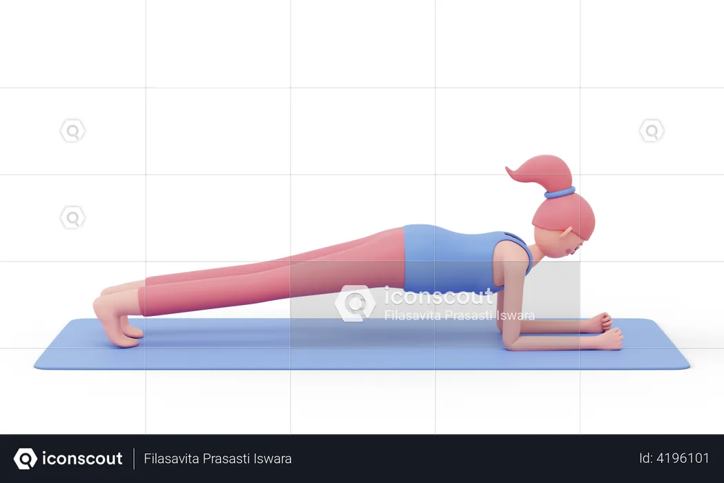 Plank Yoga Pose  3D Illustration