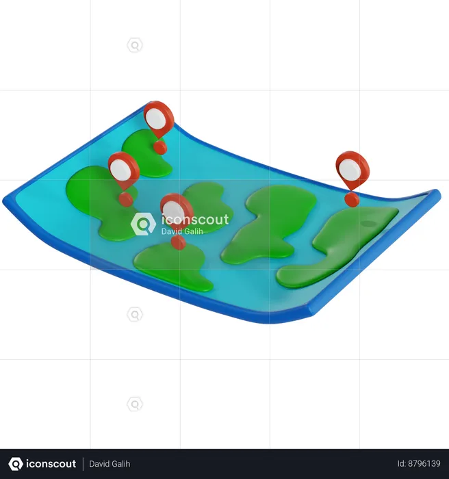 Planning World Map Journey  3D Icon
