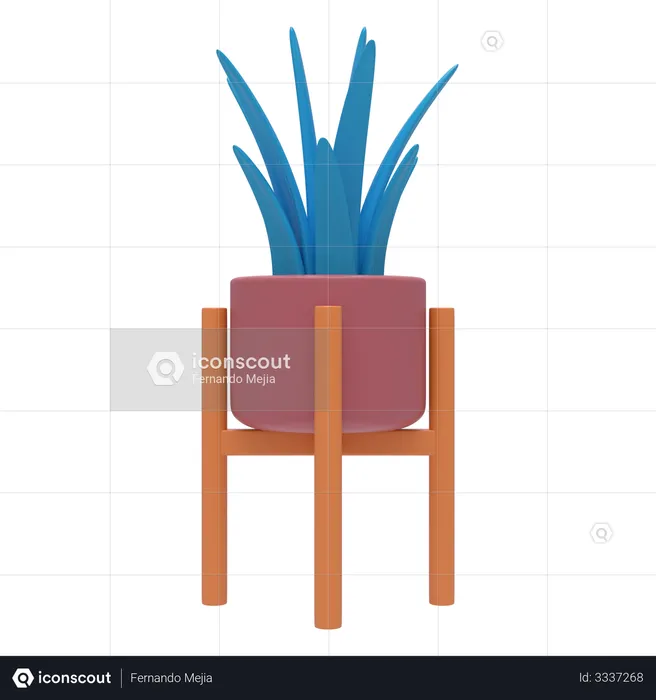 Plant In Decorative Stand  3D Illustration