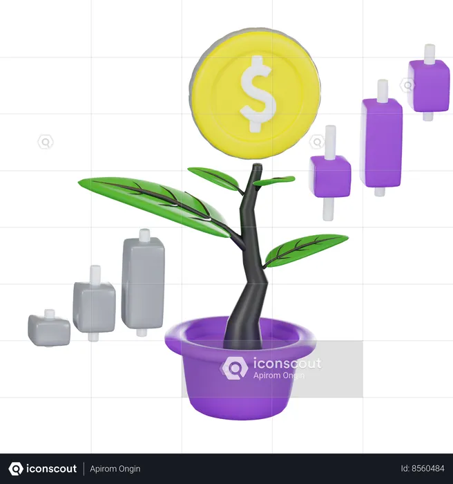 Planta de dinero  3D Icon