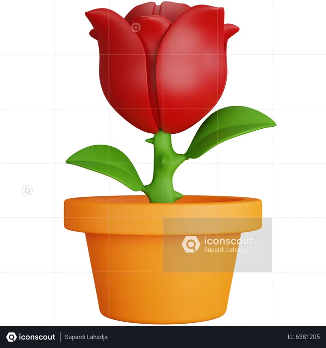 Planta de rosa  3D Icon