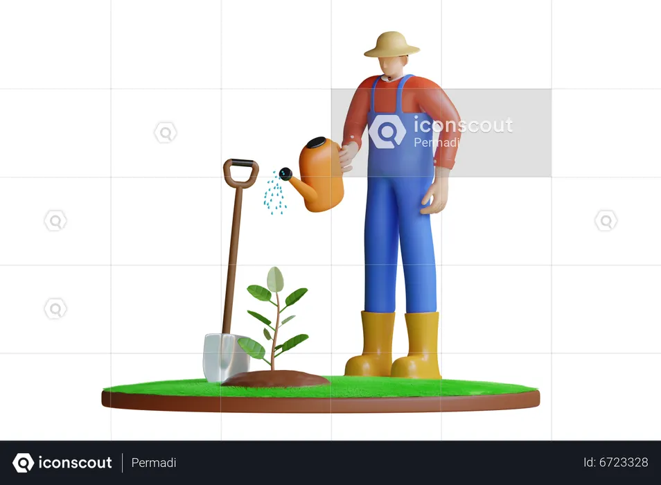 Planting And Taking Care  3D Illustration