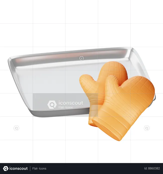 Plaque de cuisson avec gants de cuisine  3D Icon