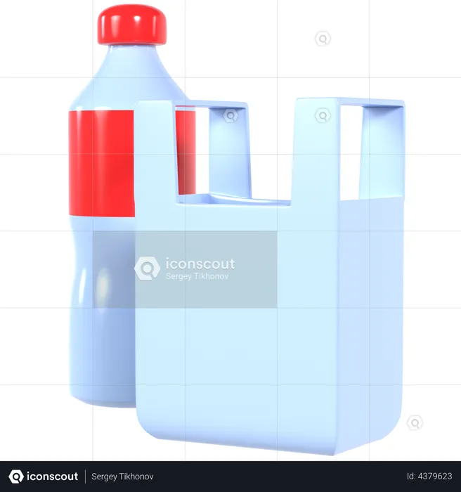 Plastic Bottle And Bag  3D Illustration