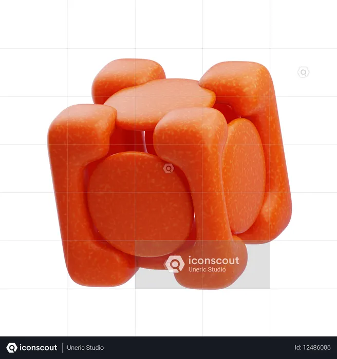Plastic Resin Abstract Orange Spiked Sphere  3D Icon