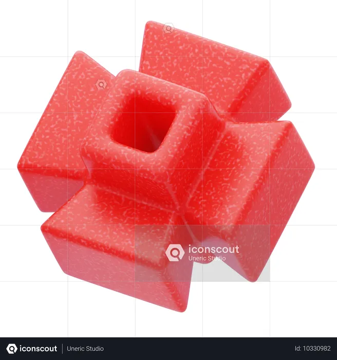 Plastic Resin Red Cross Pyramid  3D Icon