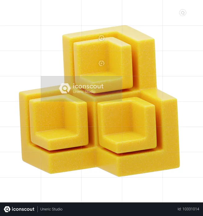 Estrutura hexagonal amarela de resina plástica  3D Icon