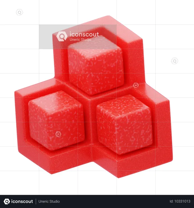 Aglomerado cúbico vermelho de resina plástica  3D Icon