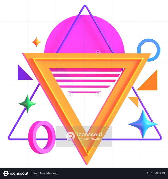 Plataforma triangular iluminada con estilo retro futurista  3D Icon