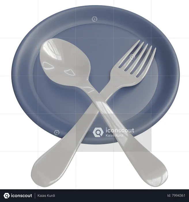 Plate And Spoon  3D Icon