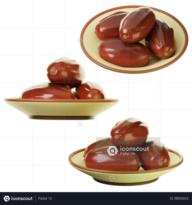 Plate Of Dates  3D Icon