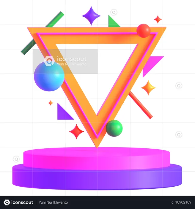 Plateforme triangulaire rétro-futuriste illuminée avec podium  3D Icon