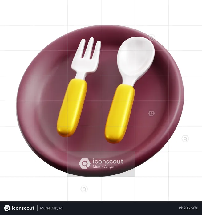 Plates And Spoon  3D Icon