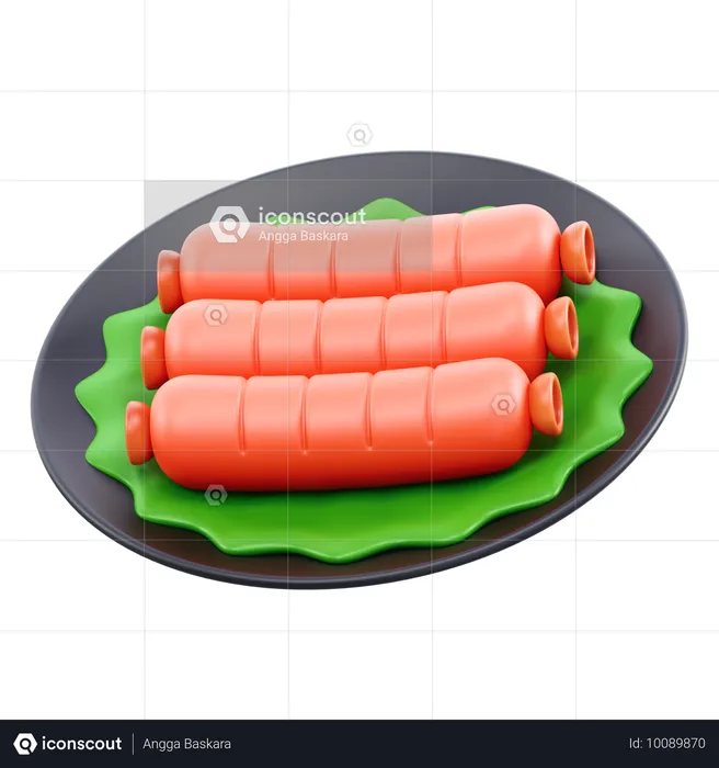 Plato de salchicha  3D Icon