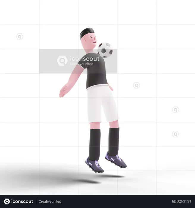 Player handling ball with chest  3D Illustration