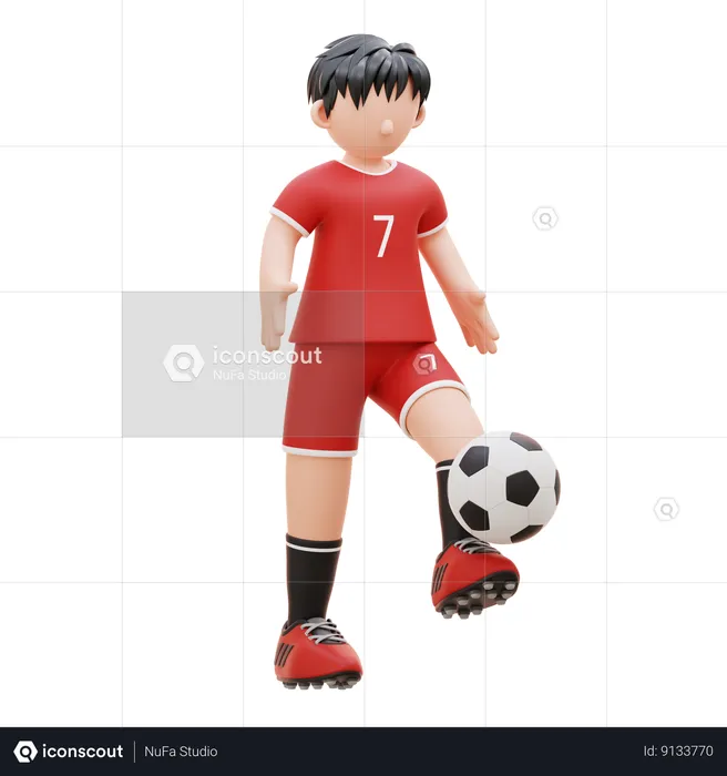 Player Is Hovering Ball On The Ground  3D Illustration