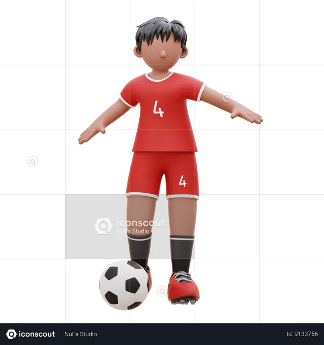 Player Passes The Ball  3D Illustration