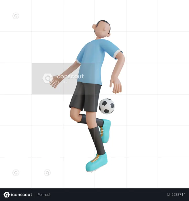 Player Playing With Soccer Ball  3D Illustration