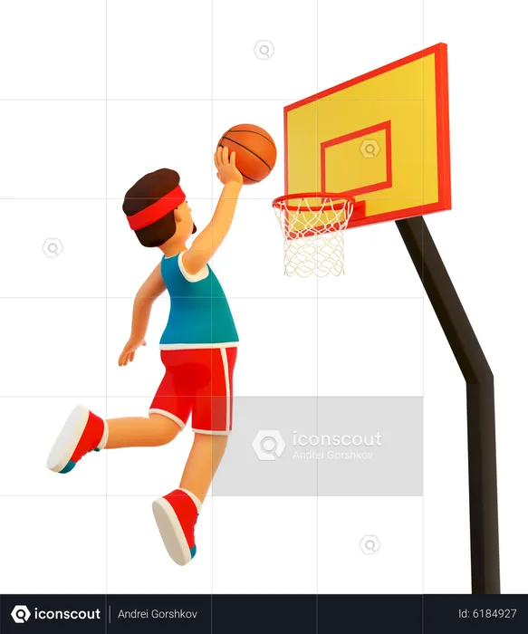 Player throws the ball into the basketball hoop  3D Illustration