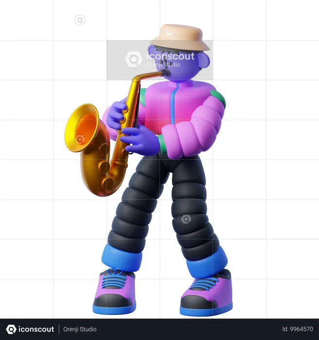 Playing Saxophone  3D Illustration