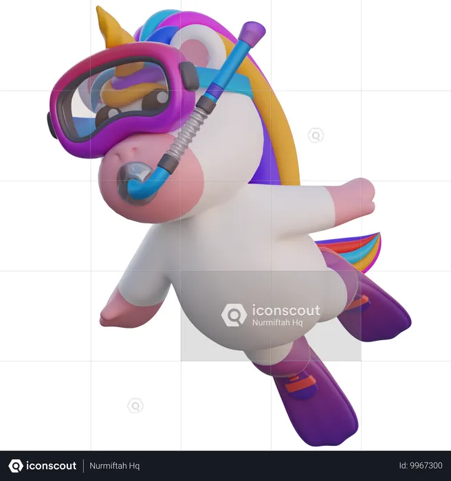 Licorne de plongée  3D Illustration