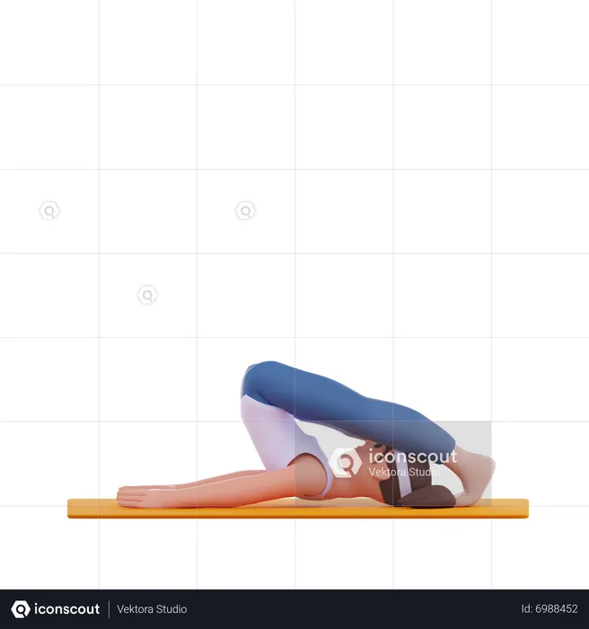 Plough Yoga Pose  3D Illustration