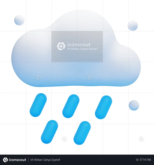 Pluie nuageux  3D Icon