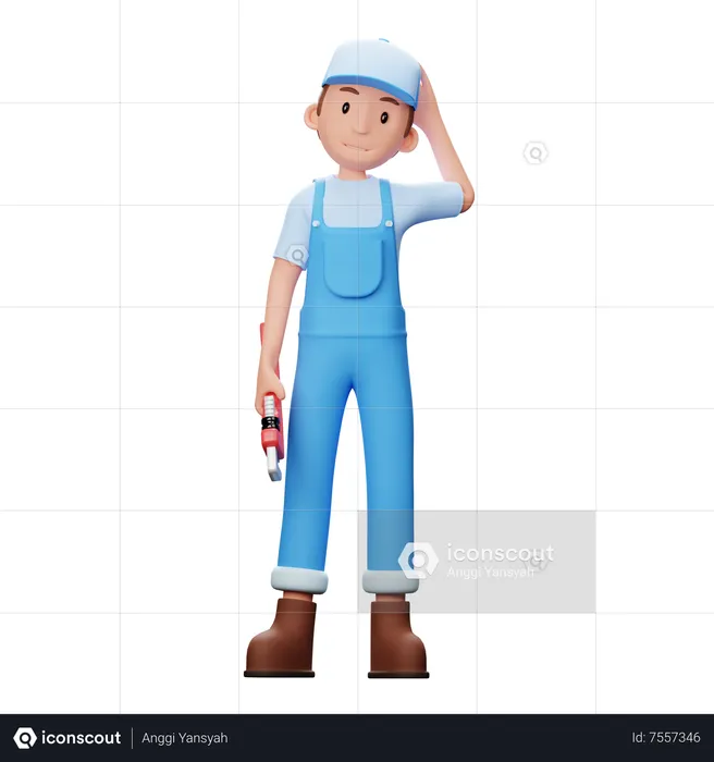 Plumber With Wrench  3D Illustration