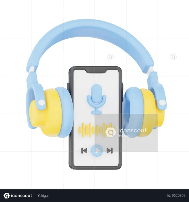 Podcast App with Headphone  3D Icon