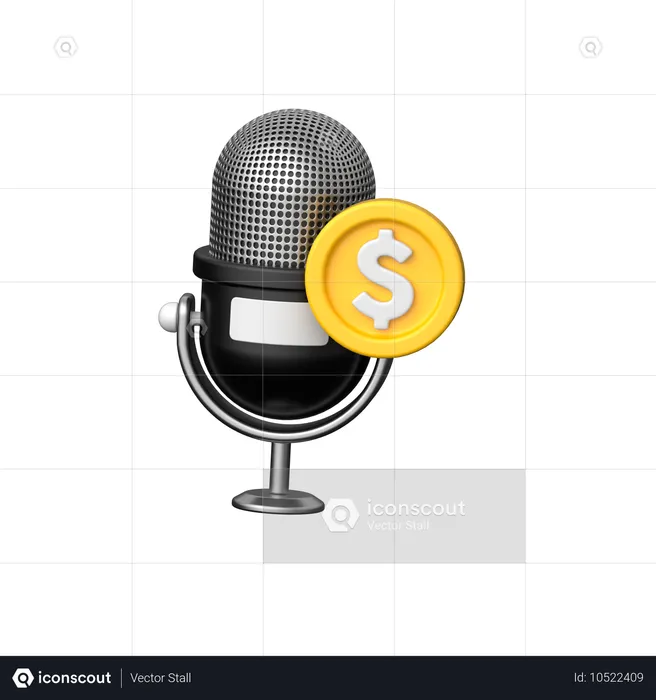 Monetização de podcast  3D Icon