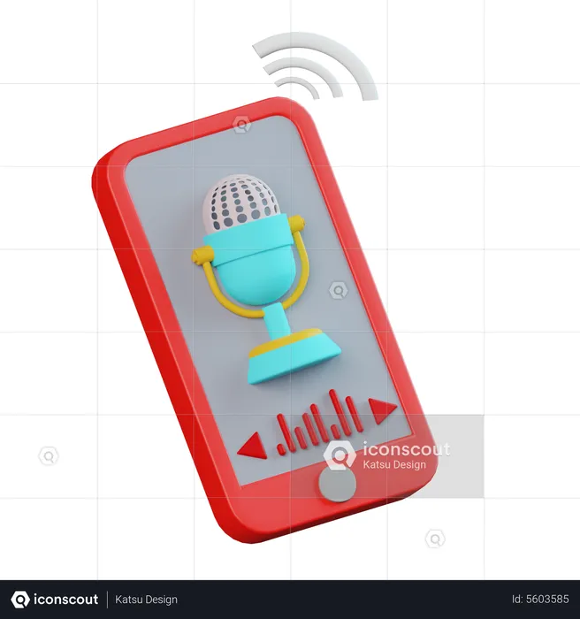 Podcast On Smartphone  3D Icon