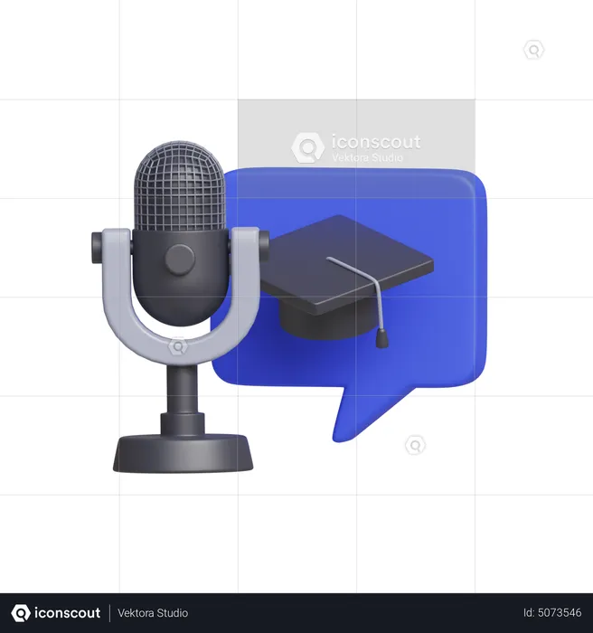 Podcast School  3D Icon