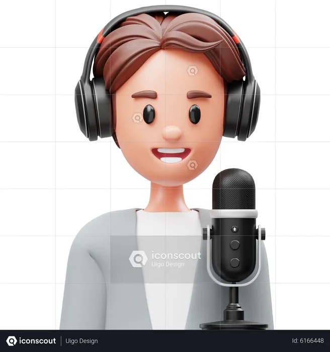 Podcaster Man  3D Icon